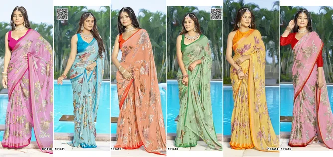 Shivya Vol 2 By Vallabhi Floral Printed Moss Sarees Suppliers In India